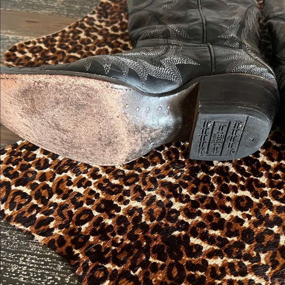 Black Leather Heeled Boots - Picture 3 of 6